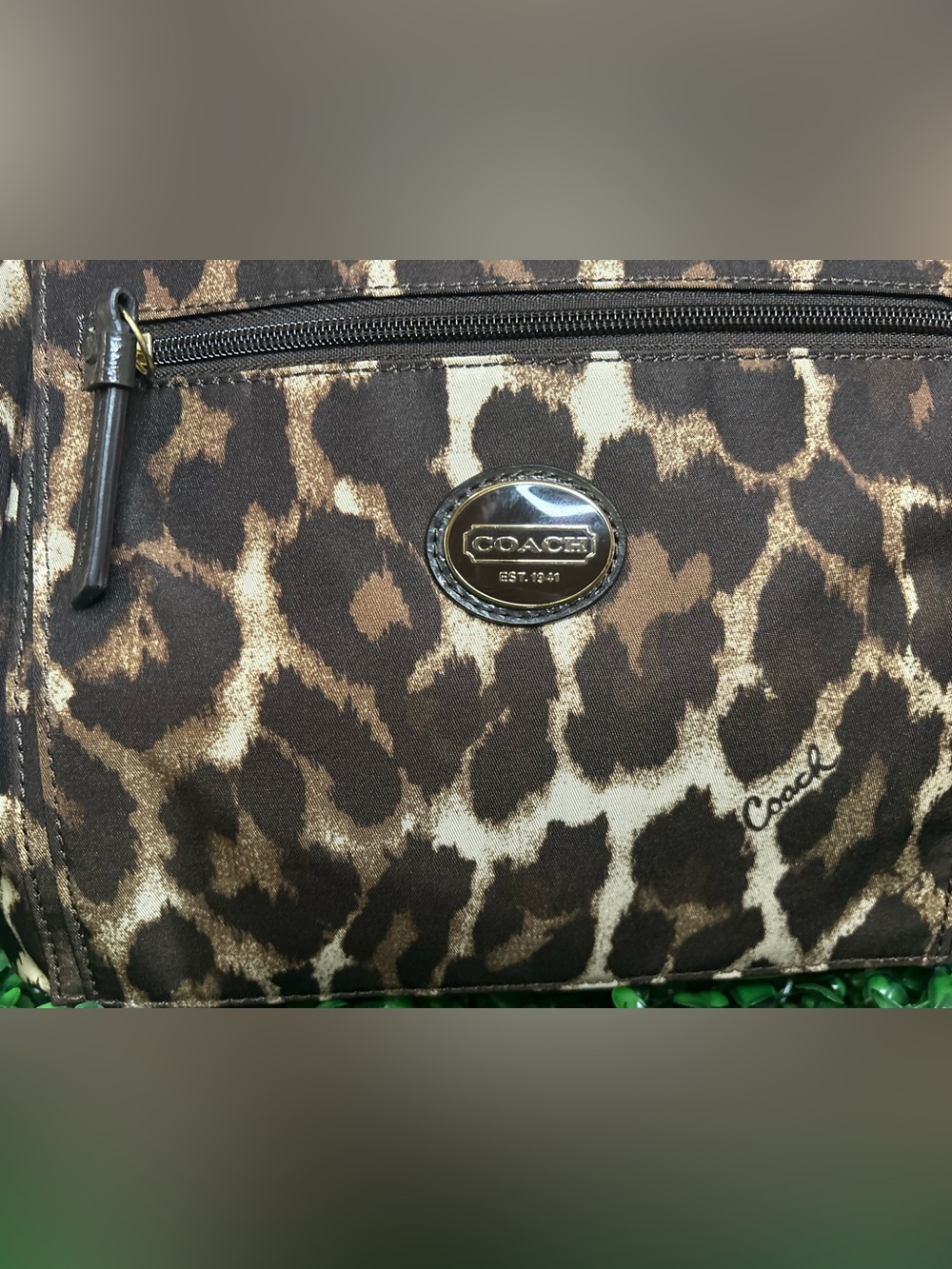 Coach F77429 Leopard Print Nylon Swingpack Crossbody Bag Brown Tan Animal Print - Picture 11 of 12